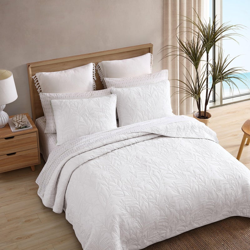Tommy Bahama - 2 Piece Standard Sham Set, Cotton Bedding with Envelope Closure, Pre-Washed for Added Softness (Costa Sera White, 21x27) - Image 4